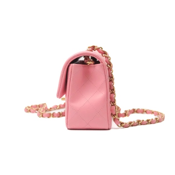 Chanel Quilted Mini Rectangular Pink Lambskin Gold Hardware (Entrupy Certified) - Picture 6 of 15